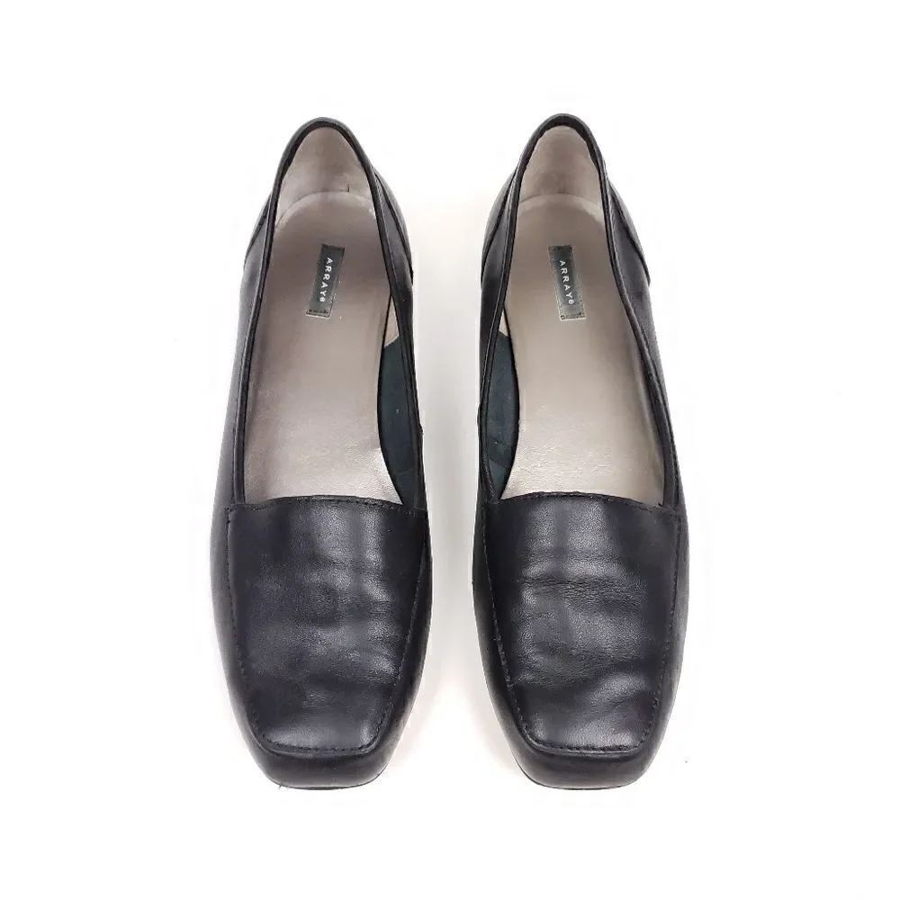 Array Freedom black leather square toe loafers 10W